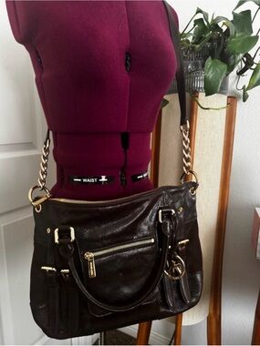 Michael Kors Fulton Large Leather Mixed Media Hobo Shoulder Bag